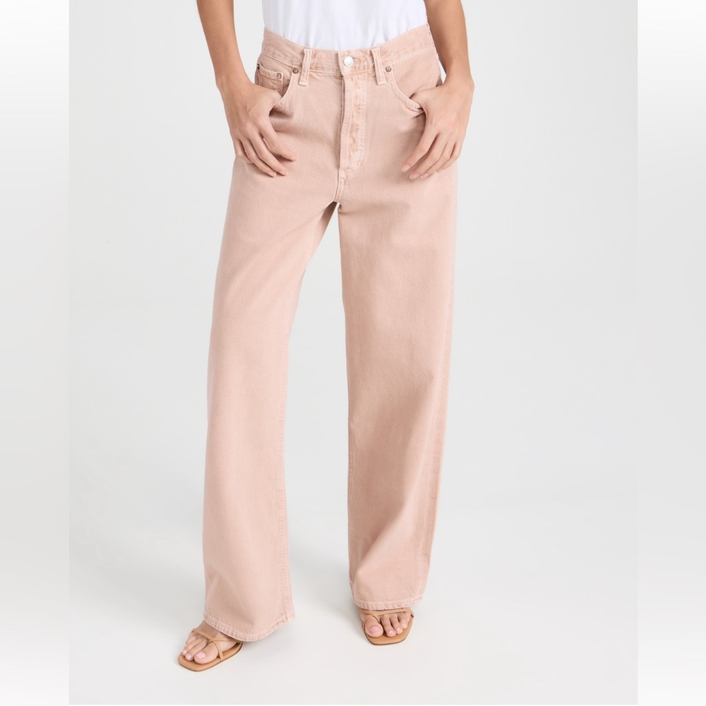 Agolde Wide Leg Flare Jeans in Dusty Pink